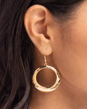 Retro Radius - Gold Earrings - Paparazzi Accessories Earrings Bedazzle Me Pretty Mobile Fashion Boutique