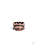 Rev Up - Copper Ring - Paparazzi Accessories Ring Bedazzle Me Pretty Mobile Fashion Boutique