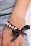 Ribbon Rarity - Black Bracelet - Paparazzi Accessories Bracelet Bedazzle Me Pretty Mobile Fashion Boutique
