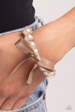 Ribbon Rarity - Brown Bracelet - Paparazzi Accessories Bracelet Bedazzle Me Pretty Mobile Fashion Boutique