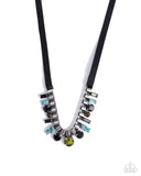 Ribbon Reveal - Green Necklace - Paparazzi Accessories Necklace Bedazzle Me Pretty Mobile Fashion Boutique