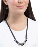Ribbon Reveal - Green Necklace - Paparazzi Accessories Necklace Bedazzle Me Pretty Mobile Fashion Boutique