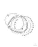 Ringing Endorsement - White Bracelet - Paparazzi Accessories Bracelet Bedazzle Me Pretty Mobile Fashion Boutique