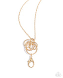 Rings of Refinement - Gold Lanyard - Paparazzi Accessories Lanyard Bedazzle Me Pretty Mobile Fashion Boutique