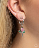Rose Routine - Pink Clip-On Earrings - Paparazzi Accessories Clip-On Bedazzle Me Pretty Mobile Fashion Boutique