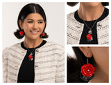 Rosy Reception - Red Complete Look  - Paparazzi Accessories Bedazzle Me Pretty Mobile Fashion Boutique