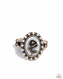Rosy Reminder - Brass Ring - Paparazzi Accessories Ring Bedazzle Me Pretty Mobile Fashion Boutique