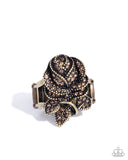 Rosy Residence - Brass Ring - Paparazzi Accessories Ring Bedazzle Me Pretty Mobile Fashion Boutique