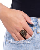 Rosy Residence - Brass Ring - Paparazzi Accessories Ring Bedazzle Me Pretty Mobile Fashion Boutique