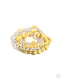 Rosy Retrospection - Yellow Bracelet - Paparazzi Accessories Bracelet Bedazzle Me Pretty Mobile Fashion Boutique