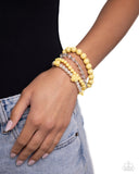 Rosy Retrospection - Yellow Bracelet - Paparazzi Accessories Bracelet Bedazzle Me Pretty Mobile Fashion Boutique