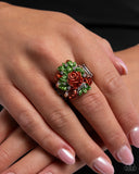 Rosy Route - Orange Ring - Paparazzi Accessories Ring Bedazzle Me Pretty Mobile Fashion Boutique