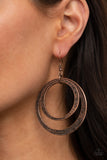 Rounded Out - Copper Earrings - Paparazzi Accessories Earrings Bedazzle Me Pretty Mobile Fashion Boutique