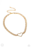 Rows of Romance - Gold Necklace - Paparazzi Accessories Necklace Bedazzle Me Pretty Mobile Fashion Boutique