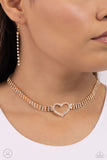 Rows of Romance - Gold Necklace - Paparazzi Accessories Necklace Bedazzle Me Pretty Mobile Fashion Boutique