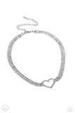 Rows of Romance - White Necklace - Paparazzi Accessories Necklace Bedazzle Me Pretty Mobile Fashion Boutique
