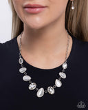 Royal Ready - White Necklace - Paparazzi Accessories Necklace Bedazzle Me Pretty Mobile Fashion Boutique