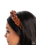 Ruffled Rebel - Brown Headband - Paparazzi Accessories Bedazzle Me Pretty Mobile Fashion Boutique
