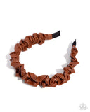 Ruffled Rebel - Brown Headband - Paparazzi Accessories Bedazzle Me Pretty Mobile Fashion Boutique