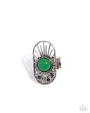 Runway Reveal - Green Ring - Paparazzi Accessories Ring Bedazzle Me Pretty Mobile Fashion Boutique