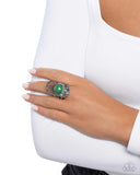 Runway Reveal - Green Ring - Paparazzi Accessories Ring Bedazzle Me Pretty Mobile Fashion Boutique