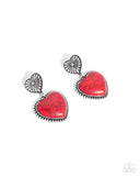Rustic Reinvention - Red Post Earrings - Paparazzi Accessories Post Earrings Bedazzle Me Pretty Mobile Fashion Boutique
