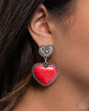 Rustic Reinvention - Red Post Earrings - Paparazzi Accessories Post Earrings Bedazzle Me Pretty Mobile Fashion Boutique