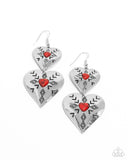 Rustic Repetition - Red Earrings - Paparazzi Accessories Earrings Bedazzle Me Pretty Mobile Fashion Boutique