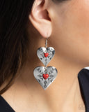 Rustic Repetition - Red Earrings - Paparazzi Accessories Earrings Bedazzle Me Pretty Mobile Fashion Boutique