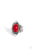 Safari Sightseer - Red Ring - Paparazzi Accessories Ring Bedazzle Me Pretty Mobile Fashion Boutique