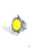 Safari Sightseer - Yellow Ring - Paparazzi Accessories Ring Bedazzle Me Pretty Mobile Fashion Boutique