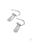 Safety Pin Sentiment - White Earrings - Paparazzi Accessories Earrings Bedazzle Me Pretty Mobile Fashion Boutique