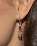 Safety Pin Sentiment - White Earrings - Paparazzi Accessories Earrings Bedazzle Me Pretty Mobile Fashion Boutique