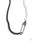 Safety Pin Style - Black Necklace - Paparazzi Accessories Necklace Bedazzle Me Pretty Mobile Fashion Boutique