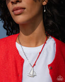 Sailboat Shimmer - Red Necklace - Paparazzi Accessories Necklace Bedazzle Me Pretty Mobile Fashion Boutique