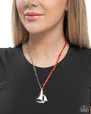 Sailboat Shimmer - Red Necklace - Paparazzi Accessories Necklace Bedazzle Me Pretty Mobile Fashion Boutique