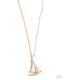 Sailboat Shimmer - White Necklace - Paparazzi Accessories Necklace Bedazzle Me Pretty Mobile Fashion Boutique