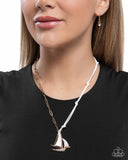 Sailboat Shimmer - White Necklace - Paparazzi Accessories Necklace Bedazzle Me Pretty Mobile Fashion Boutique