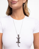 Salamander Statement - Black Necklace - Paparazzi Accessories Necklace Bedazzle Me Pretty Mobile Fashion Boutique