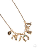 Saloon Girl - Gold Necklace - Paparazzi Accessories Necklace Bedazzle Me Pretty Mobile Fashion Boutique