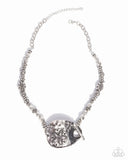 Sand Dollar Statement - Silver Necklace - Paparazzi Accessories Necklace Bedazzle Me Pretty Mobile Fashion Boutique