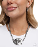 Sand Dollar Statement - Silver Necklace - Paparazzi Accessories Necklace Bedazzle Me Pretty Mobile Fashion Boutique