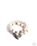 Santa Fe Settlement - White Bracelet - Paparazzi Accessories Bracelet Bedazzle Me Pretty Mobile Fashion Boutique