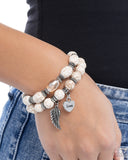Santa Fe Settlement - White Bracelet - Paparazzi Accessories Bracelet Bedazzle Me Pretty Mobile Fashion Boutique