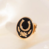 Santa Fe Stallion - Black Ring - Paparazzi Accessories Ring Bedazzle Me Pretty Mobile Fashion Boutique