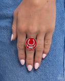 Santa Fe Stallion - Red Ring - Paparazzi Accessories Ring Bedazzle Me Pretty Mobile Fashion Boutique