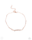 Satellite Shimmer - Rose Gold Anklet - Paparazzi Accessories Anklet Bedazzle Me Pretty Mobile Fashion Boutique