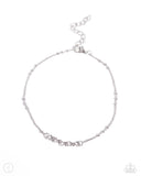 Satellite Shimmer - Silver Anklet - Paparazzi Accessories Anklet Bedazzle Me Pretty Mobile Fashion Boutique
