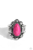 SCALLOPED in Stone - Pink Ring - Paparazzi Accessories Ring Bedazzle Me Pretty Mobile Fashion Boutique