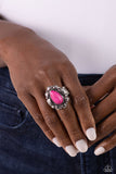 SCALLOPED in Stone - Pink Ring - Paparazzi Accessories Ring Bedazzle Me Pretty Mobile Fashion Boutique